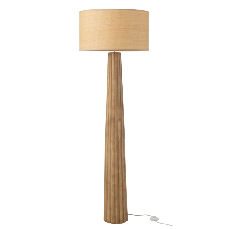 Lampadaire en bois avec abat-jour tissu