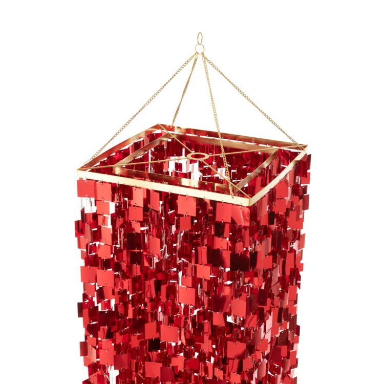 ABAT-JOUR CHANDELIER CARRÉ PVC DORÉ LARGE