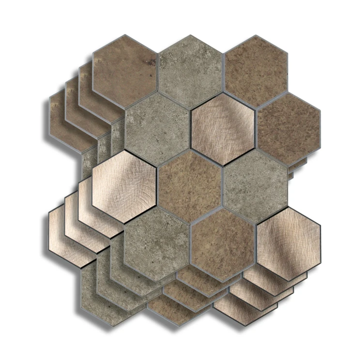 Crédence adhésive murale 3D effet carrelage hexagonal 4 pièces
