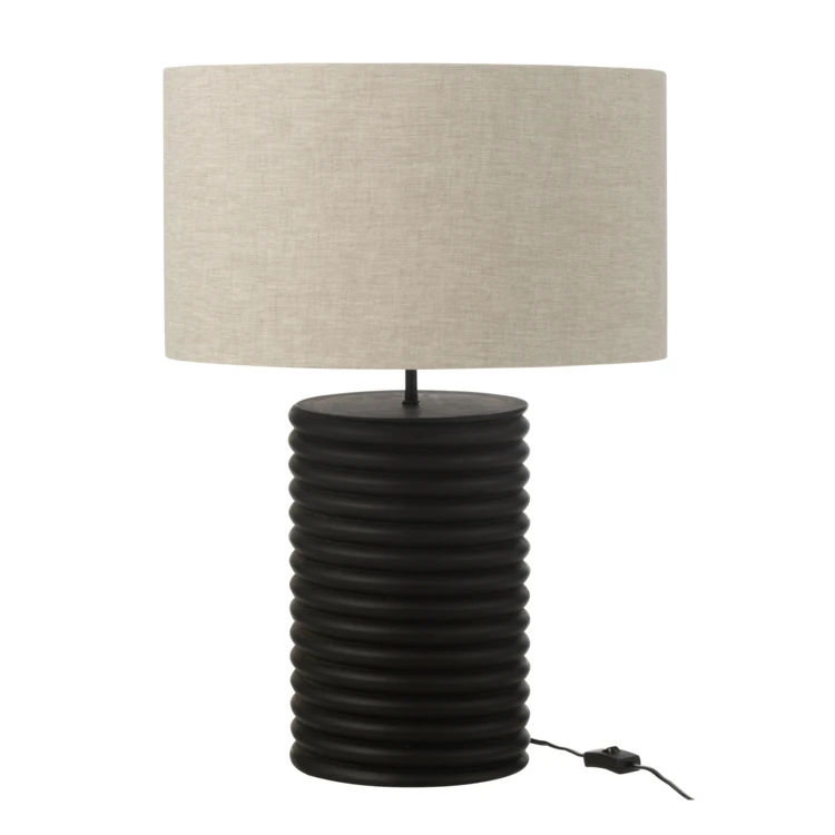 Lampe à poser en bois avec abat-jour tissu