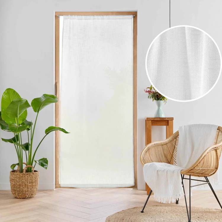 Gardine für große Fenster mit gewebtem Leinen-Effekt