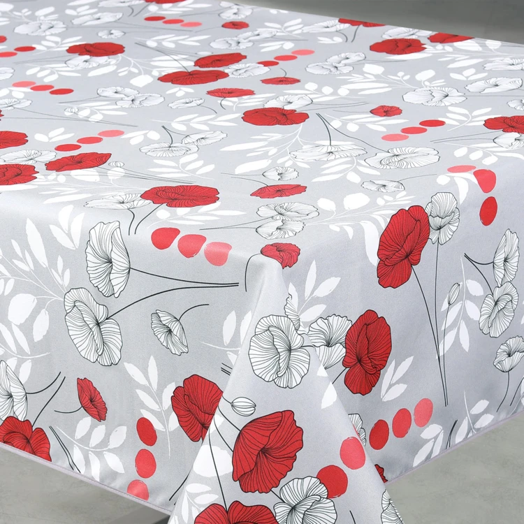 Nappe anti-tâche rectangulaire motif coquelicots