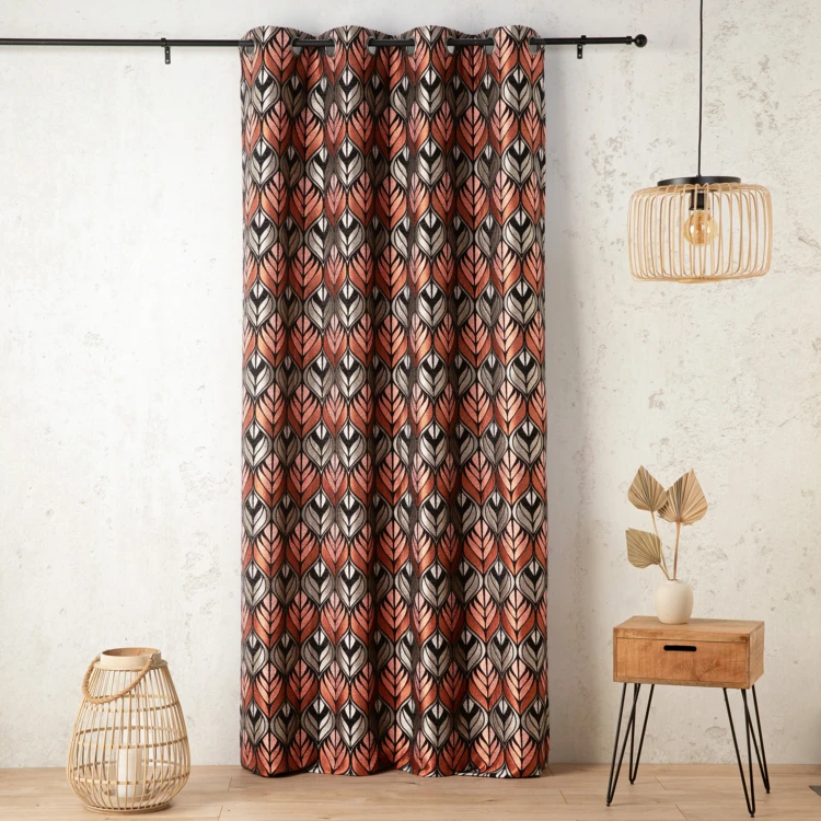 Rideau motif art déco effet velours à oeillets