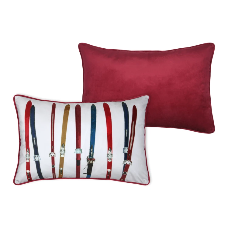 Coussin rectangulaire à motif skis vintage