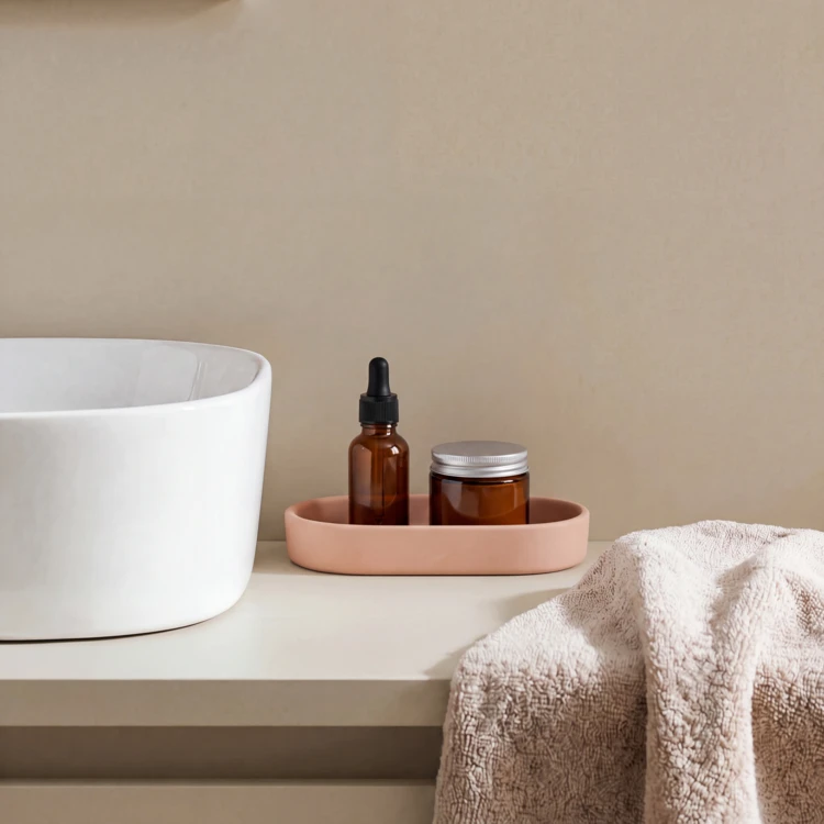 Plateau de rangement en grès céramique pour salle de bain