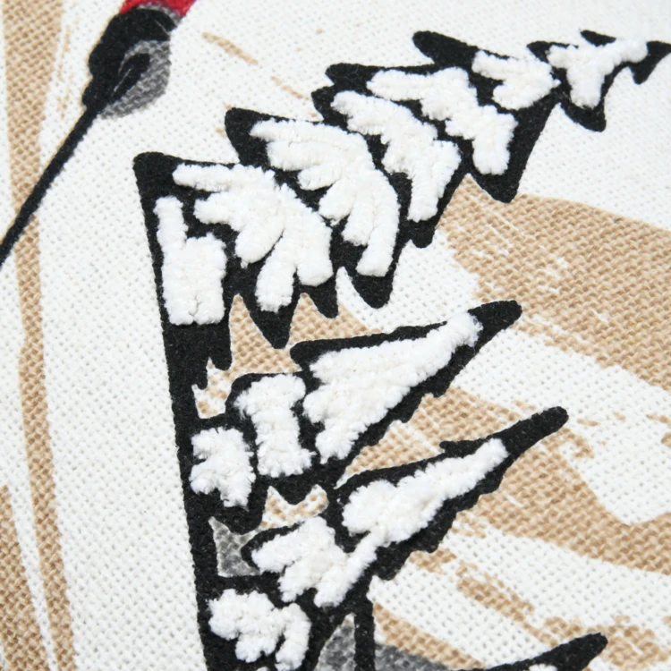 Coussin rectangulaire en coton à motif ski