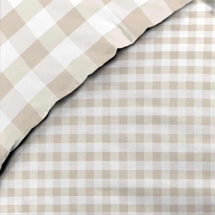 Parure de lit 3 pièces en coton à carreaux housse + taies