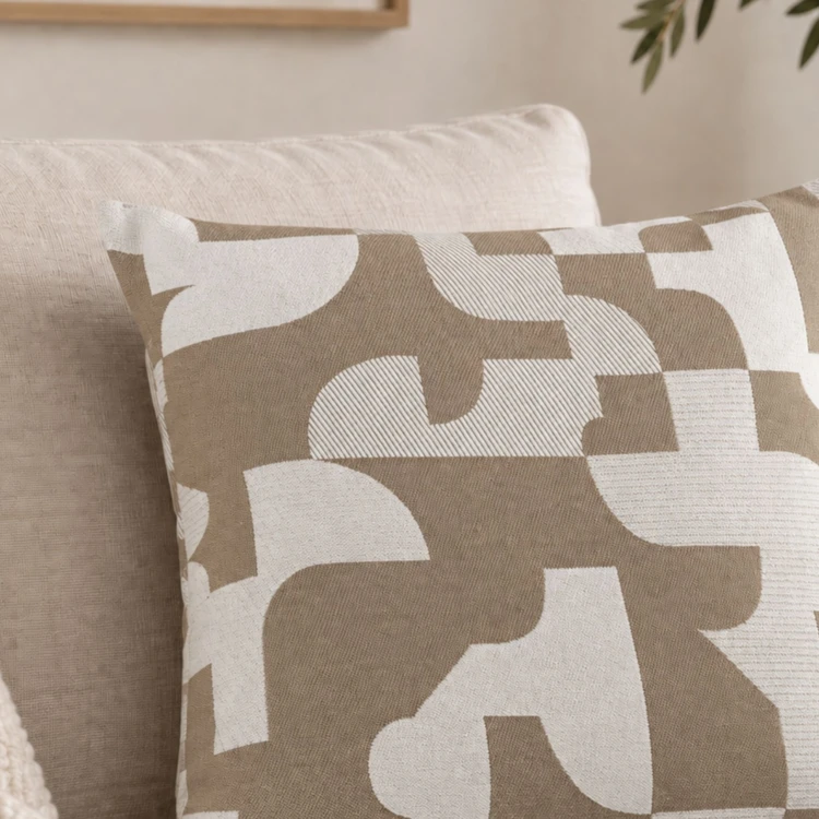 Coussin jacquard géométrique texturé rétro
