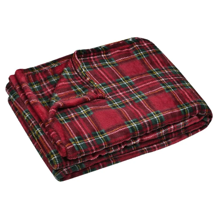 Plaid à carreaux écossais en polaire