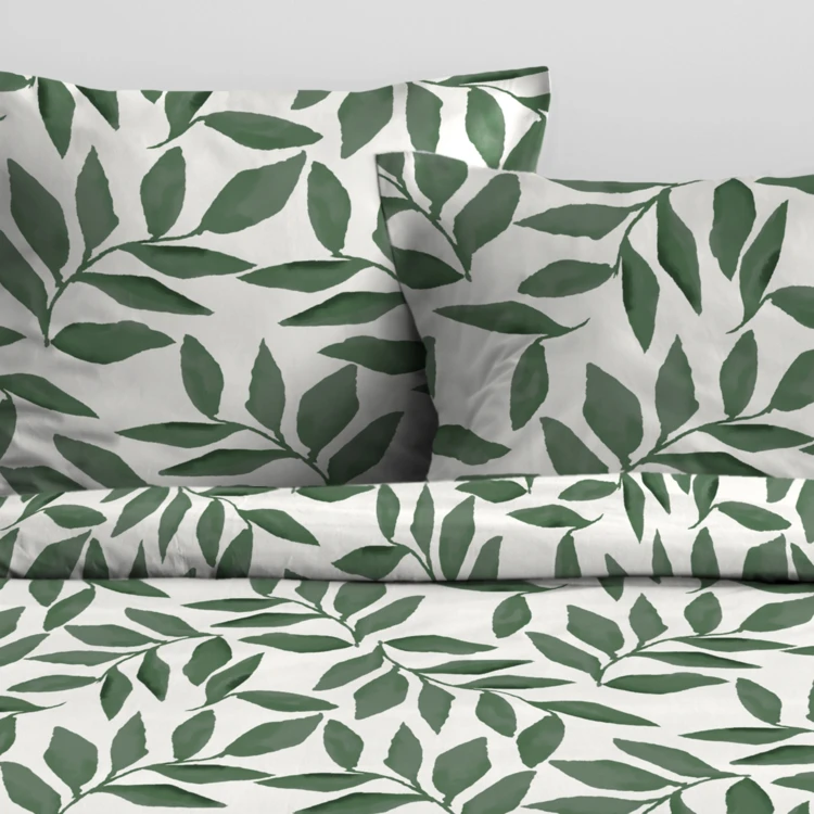 Parure de lit 3 pièces  microfibre feuillage housse + taies