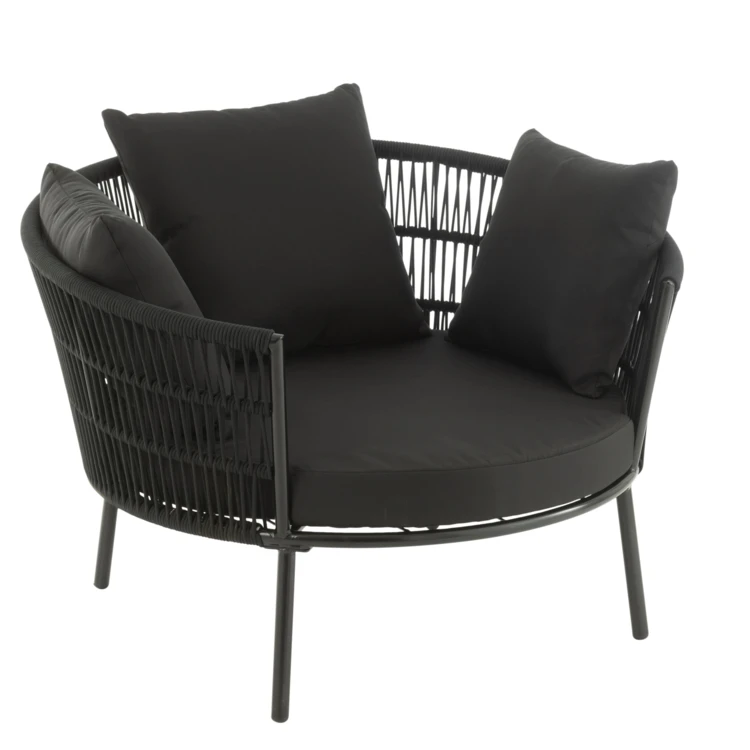 Sillón redondo de exterior de ratán y metal