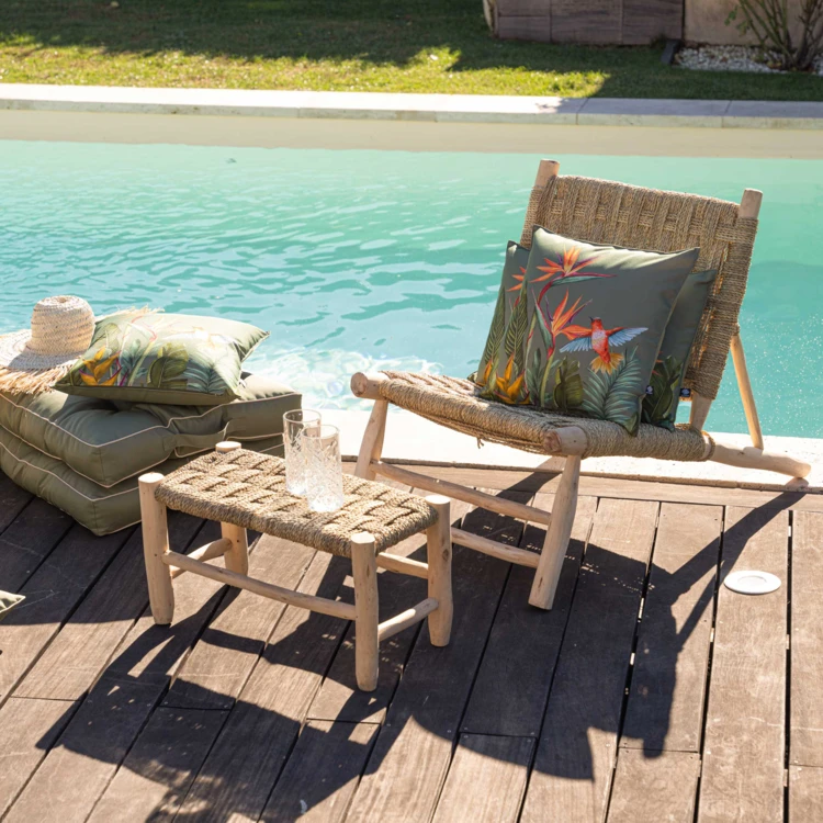 Coussin extérieur décoratif à motif exotique