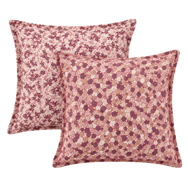 Taie d'oreiller réversible en coton motif floral
