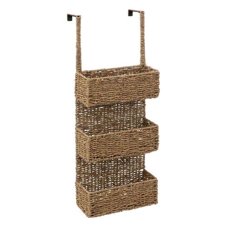 Etagère de porte 3 paniers tressés roseau