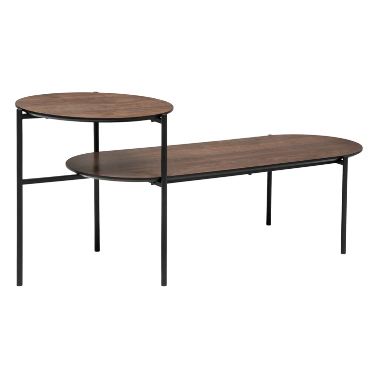 Table basse aspect bois avec double plateau