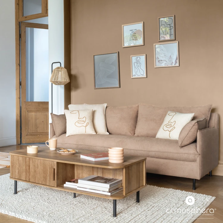 Mesa de centro con puertas correderas acanaladas