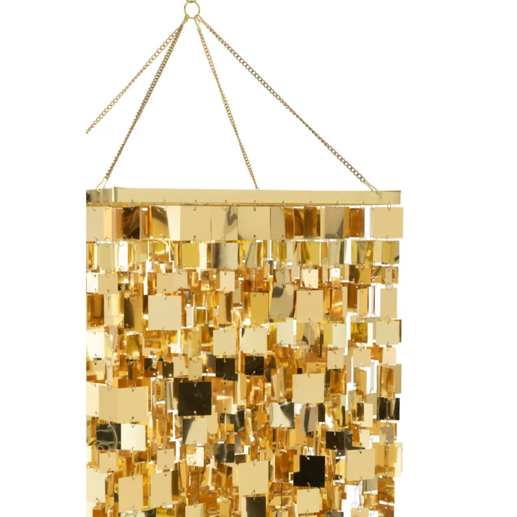 ABAT-JOUR CHANDELIER CARRÉ PVC DORÉ LARGE