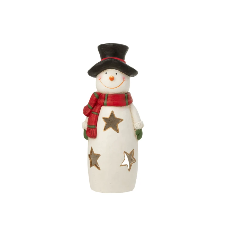 Bonhomme de neige décoratif avec foulard et chapeau en magnésium - grand modèle