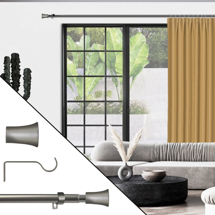 Kit tringle à rideaux extensible avec embouts pommeau D19mm