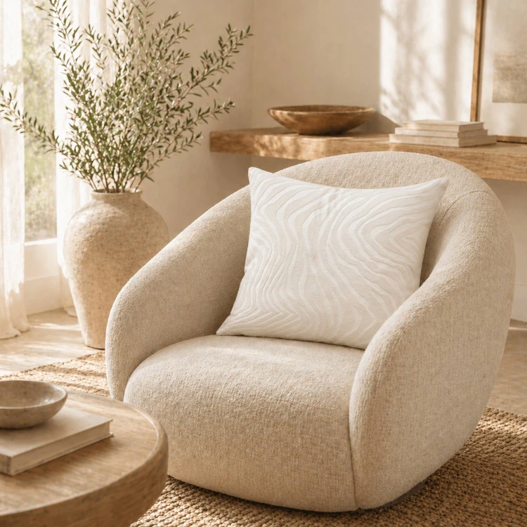 Coussin décoratif carré en velours jacquard à motif zébré