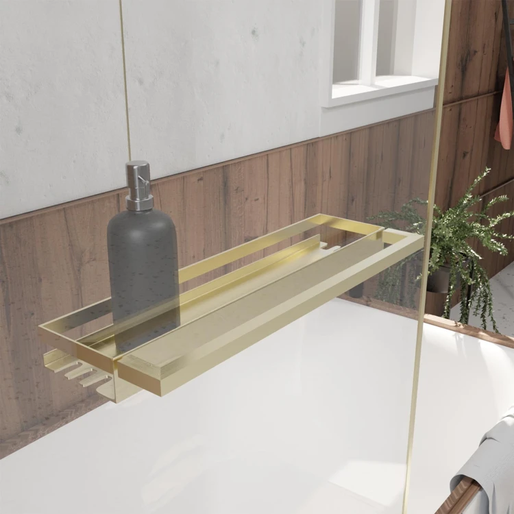 Pare-baignoire rabattable en verre trempé étagère et porte-serviette