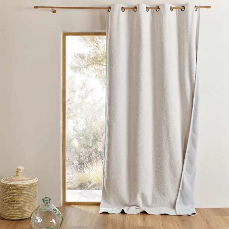 Rideau thermique 100 % occultant en tissu bouclette