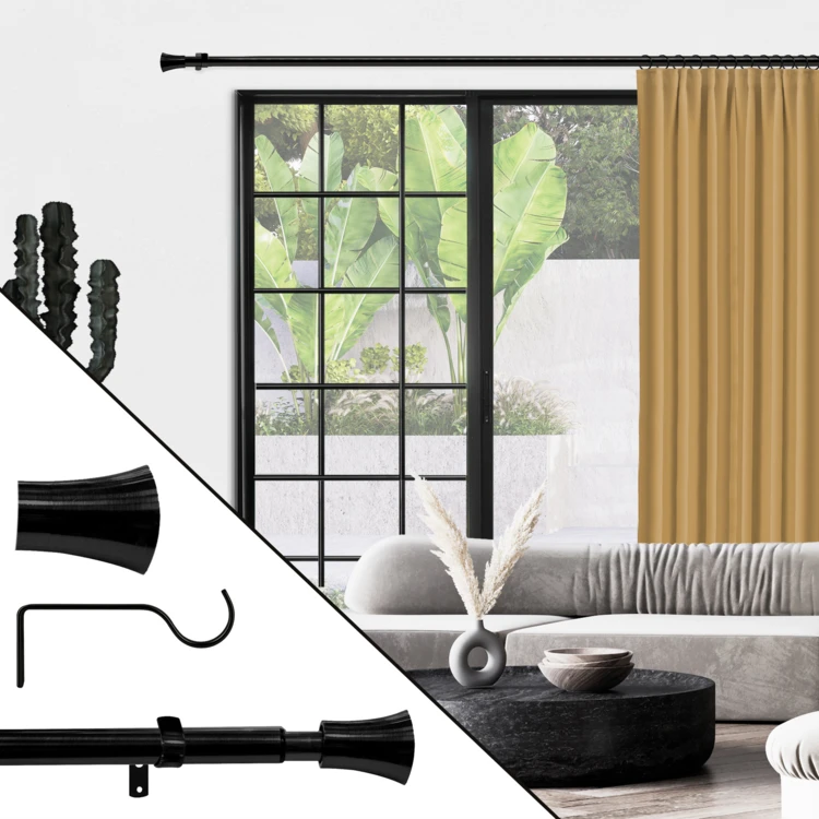 Kit tringle à rideaux extensible avec embouts pommeau D19mm