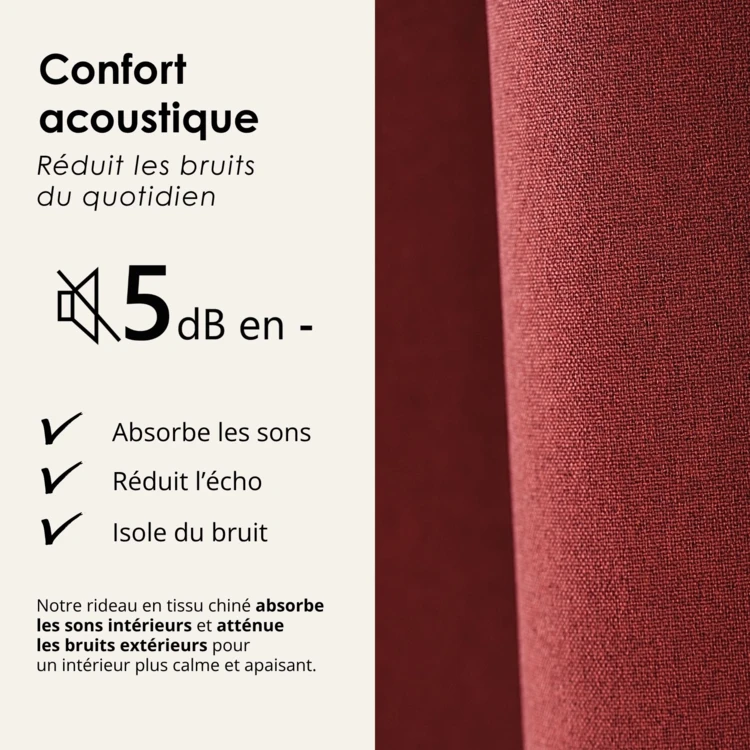 Rideau 100% occultant thermique phonique chiné