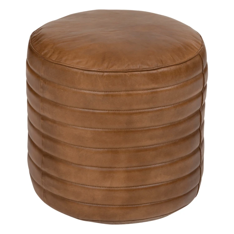 Pouf en cuir effet vintage