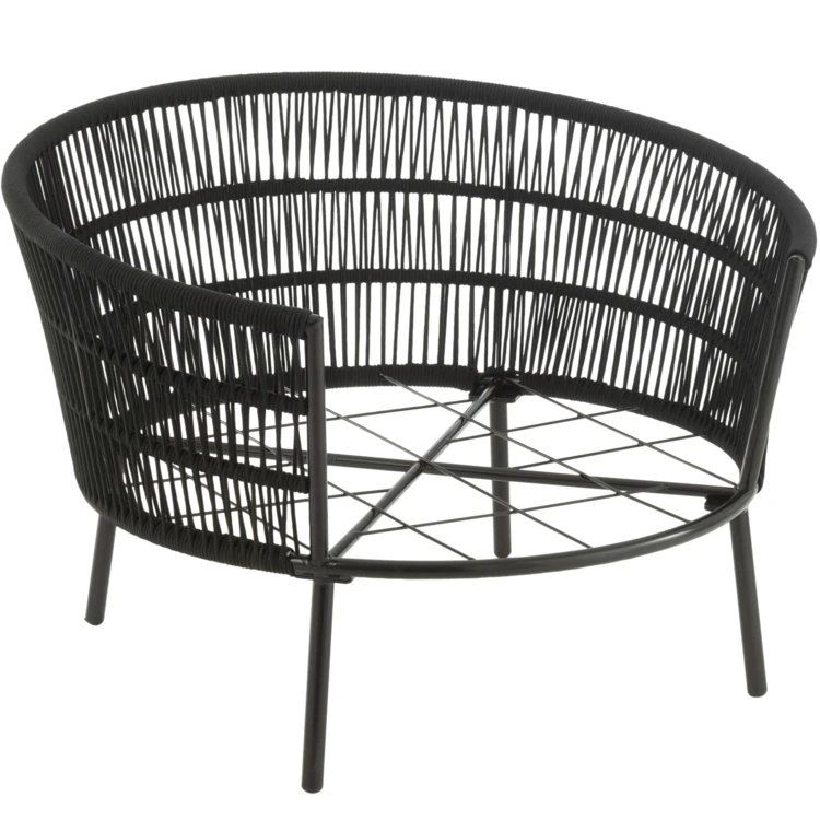 Sillón redondo de exterior de ratán y metal
