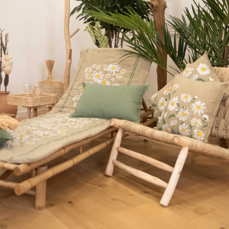 Édredon décoratif en coton motif marguerite