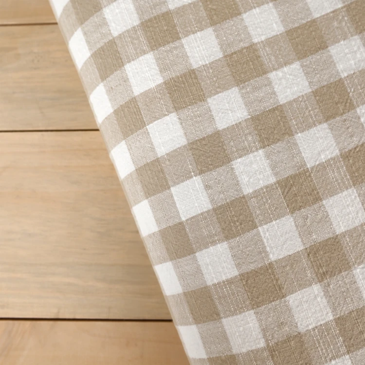 Omkeerbaar dekbed van gevlamd katoen met strepen en ruitjes LOURMARIN