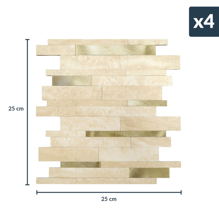 Crédence adhésive murale 3D motif lamelles 4 pièces