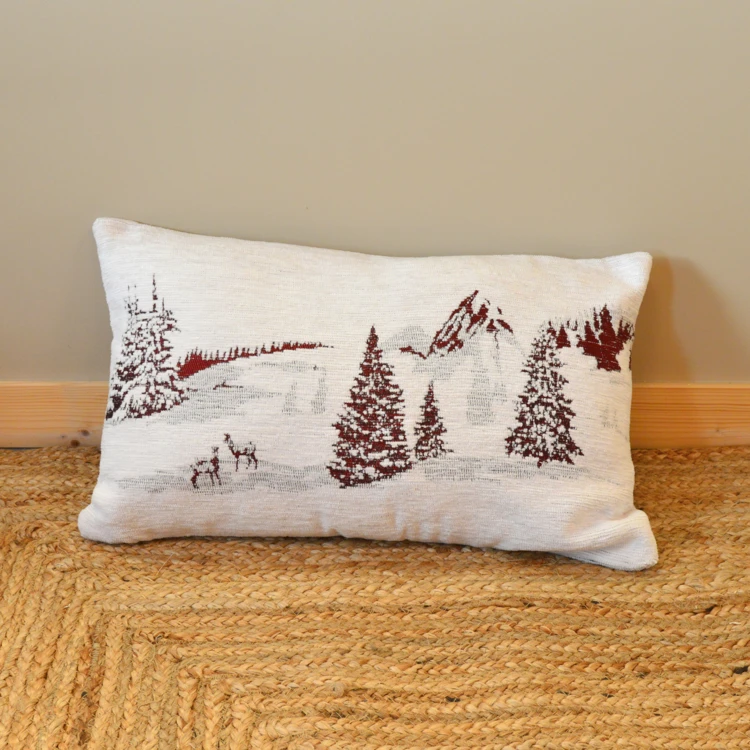 Housse de Coussin Sapins Enneigés