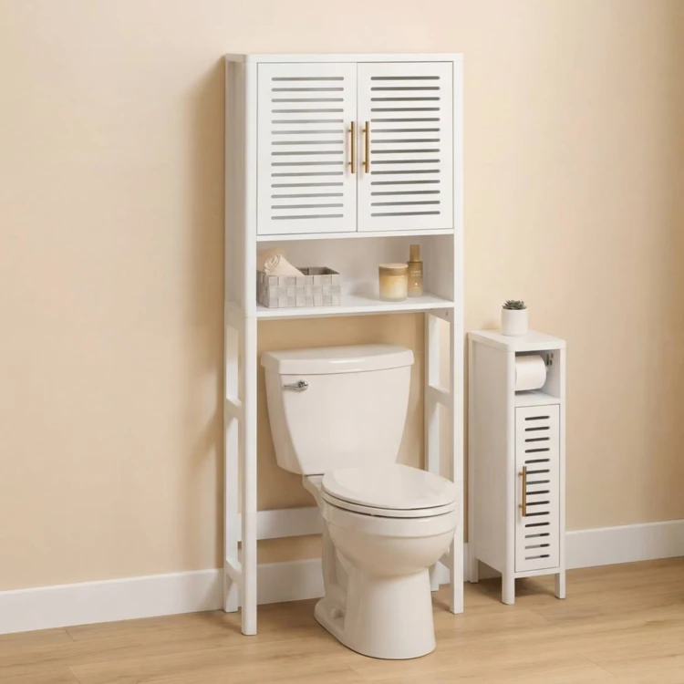 Meuble WC 2 portes avec étagère
