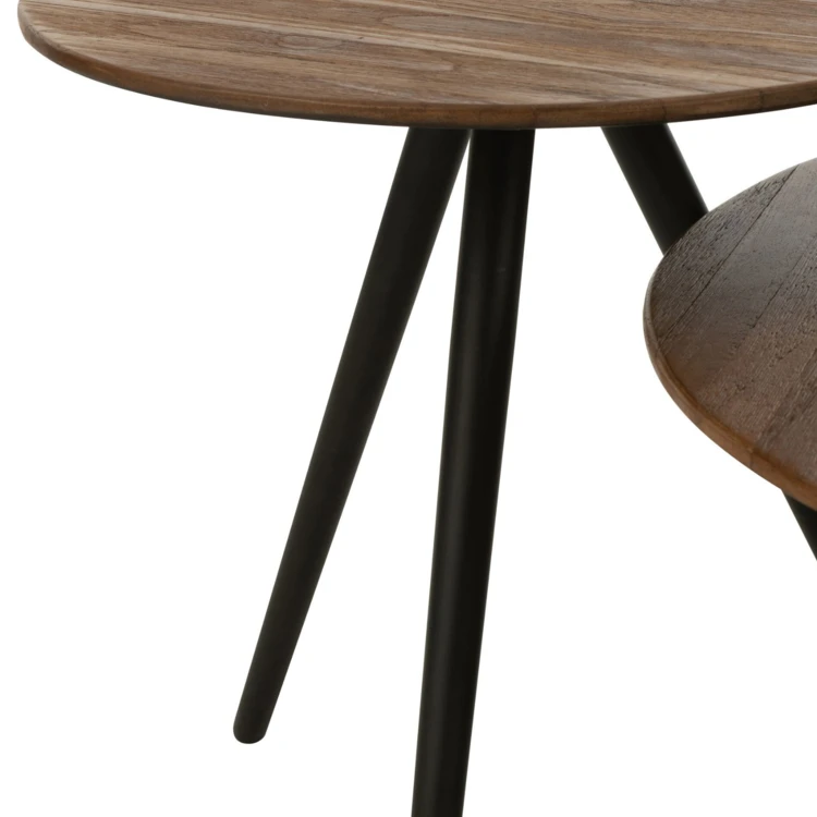 Set de 4 tables rondes en teck recyclé naturel