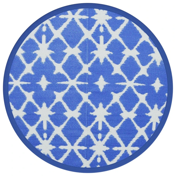 Tapis rond extérieur réversible tissage jacquard graphique