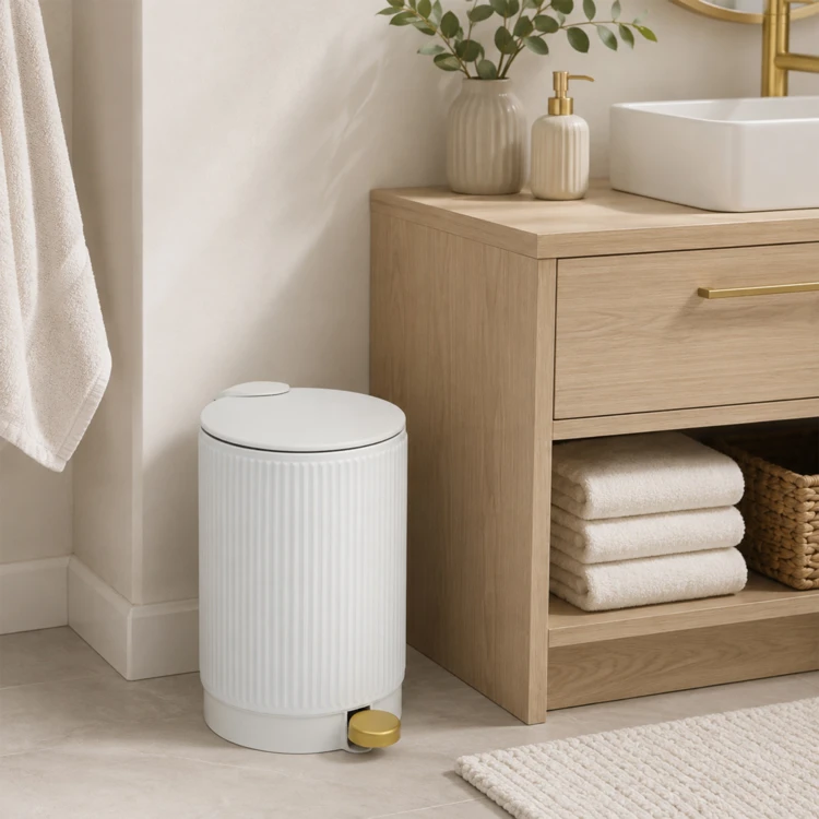Poubelle de salle de bain à pédale avec fermeture soft close