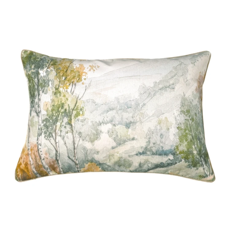 Coussin motif aquarelle forêt