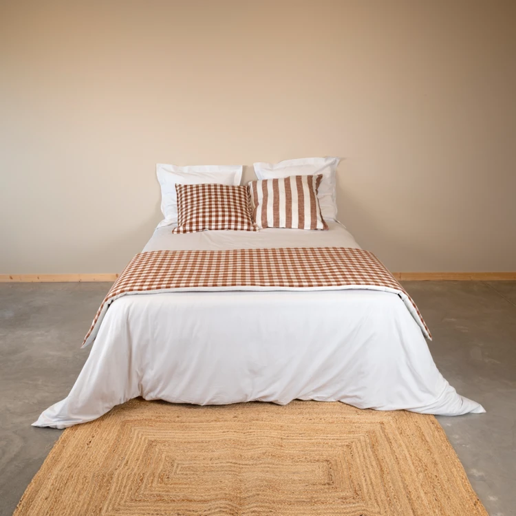 Édredon réversible coton flammé motifs rayures et carreaux LOURMARIN