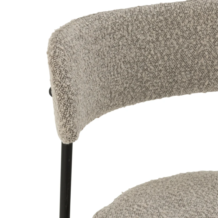 Silla de bar de metal con tejido bouclé