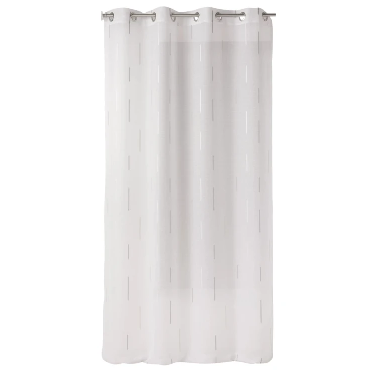 Voilage blanc print traits blancs et gris