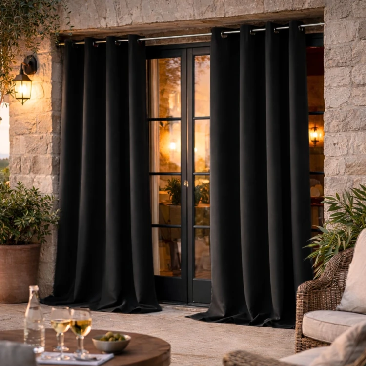 Rideau d'extérieur en tissu déperlant