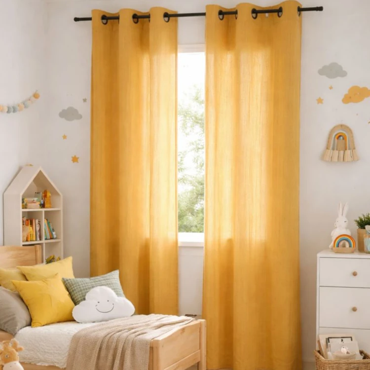 Rideau uni en viscose de bambou