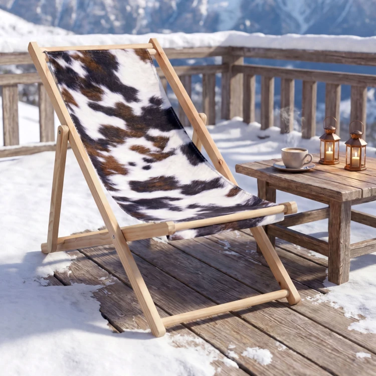Chilienne pliante en bois à motif vache