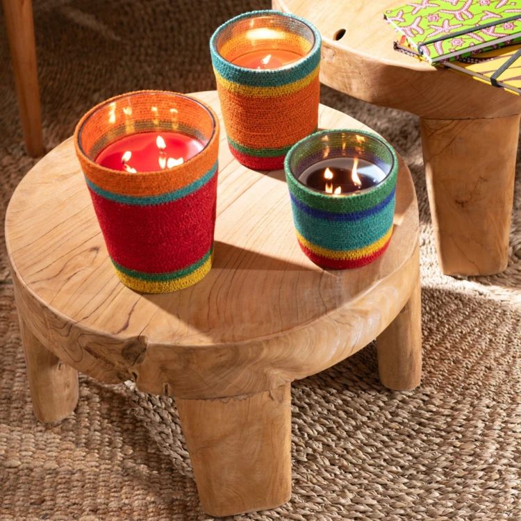 Runder Couchtisch aus Teakholz – 2er-Set