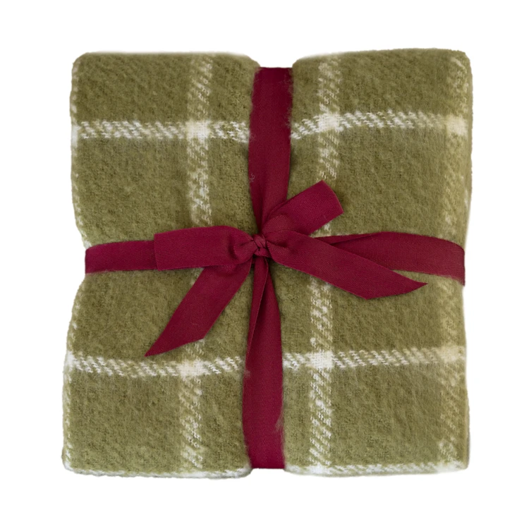 Geruite plaid met mohair-look en franjes
