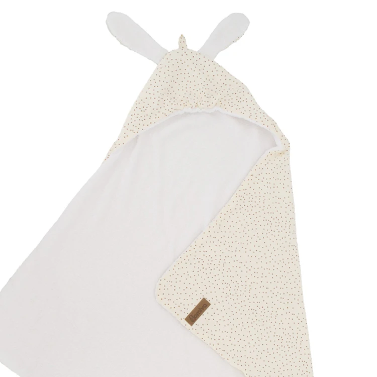 Sortie de bain bébé en mousseline à pois avec capuche