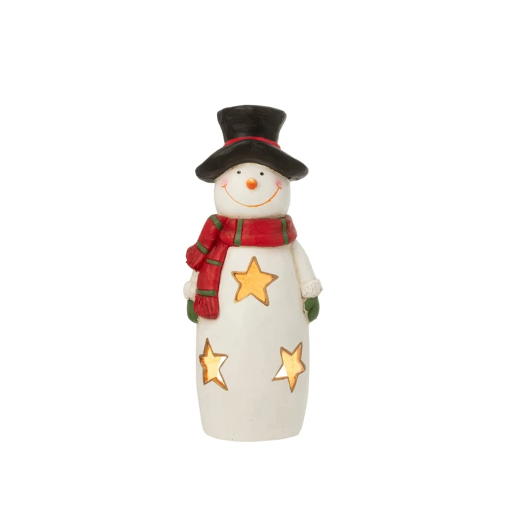 Bonhomme de neige décoratif avec foulard et chapeau en magnésium - grand modèle
