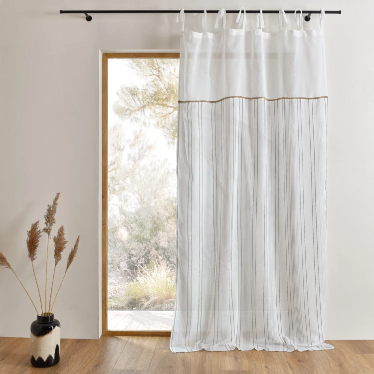 Cortina de tamiz anudada con revestimiento y acabado de yute